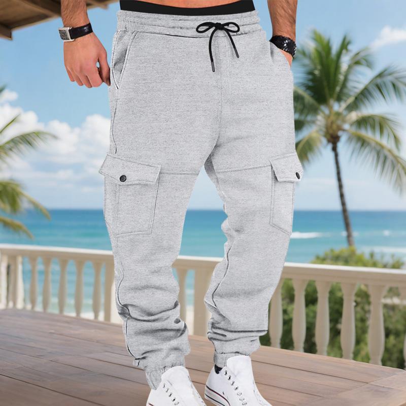 Moda Autunno Inverno 2025 da Uomo Tasca Casual Versatili Semplici Monocolore Pantaloni da Pendolare