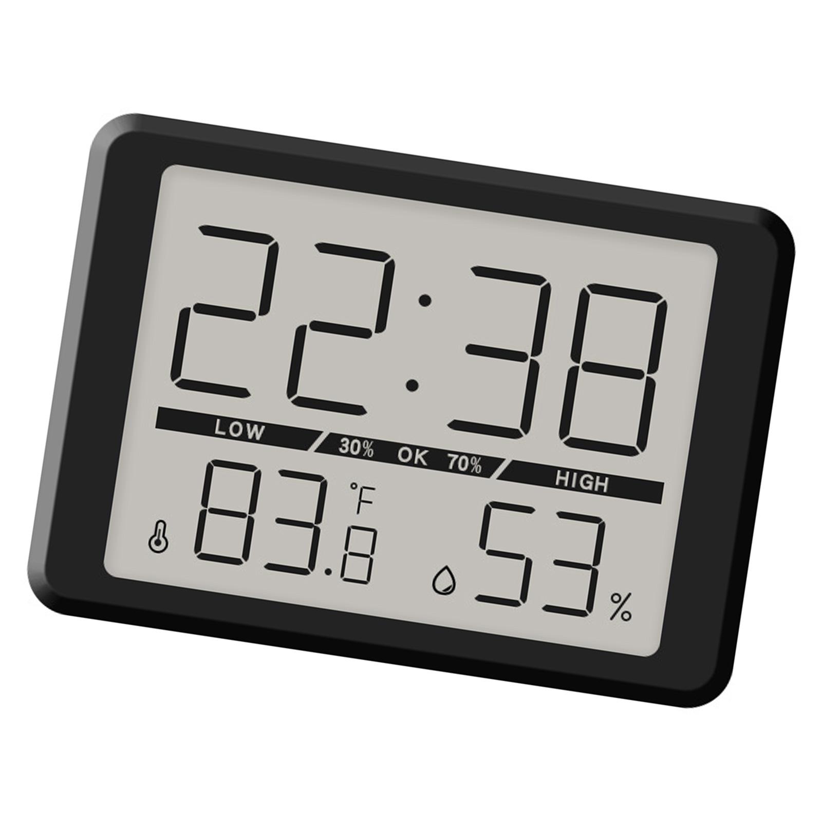 Indoor Temperature and Humidity Magnetic Digital Clock with High Precisions Monitor Large Easy To Read LCD Display