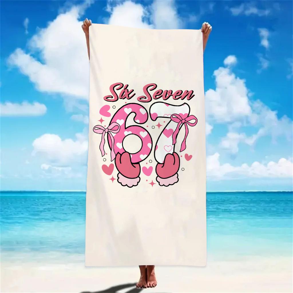 The '67' Beach Towel Fashion Numbers For Kids And Teens Quick Drying Towels All Size Funny Gifts For Valentine's Day