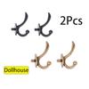 2pcs 1:12 Miniature Clothes Coat Metal Hook Wall Hanger Dollhouse Accessories Kid Gifts