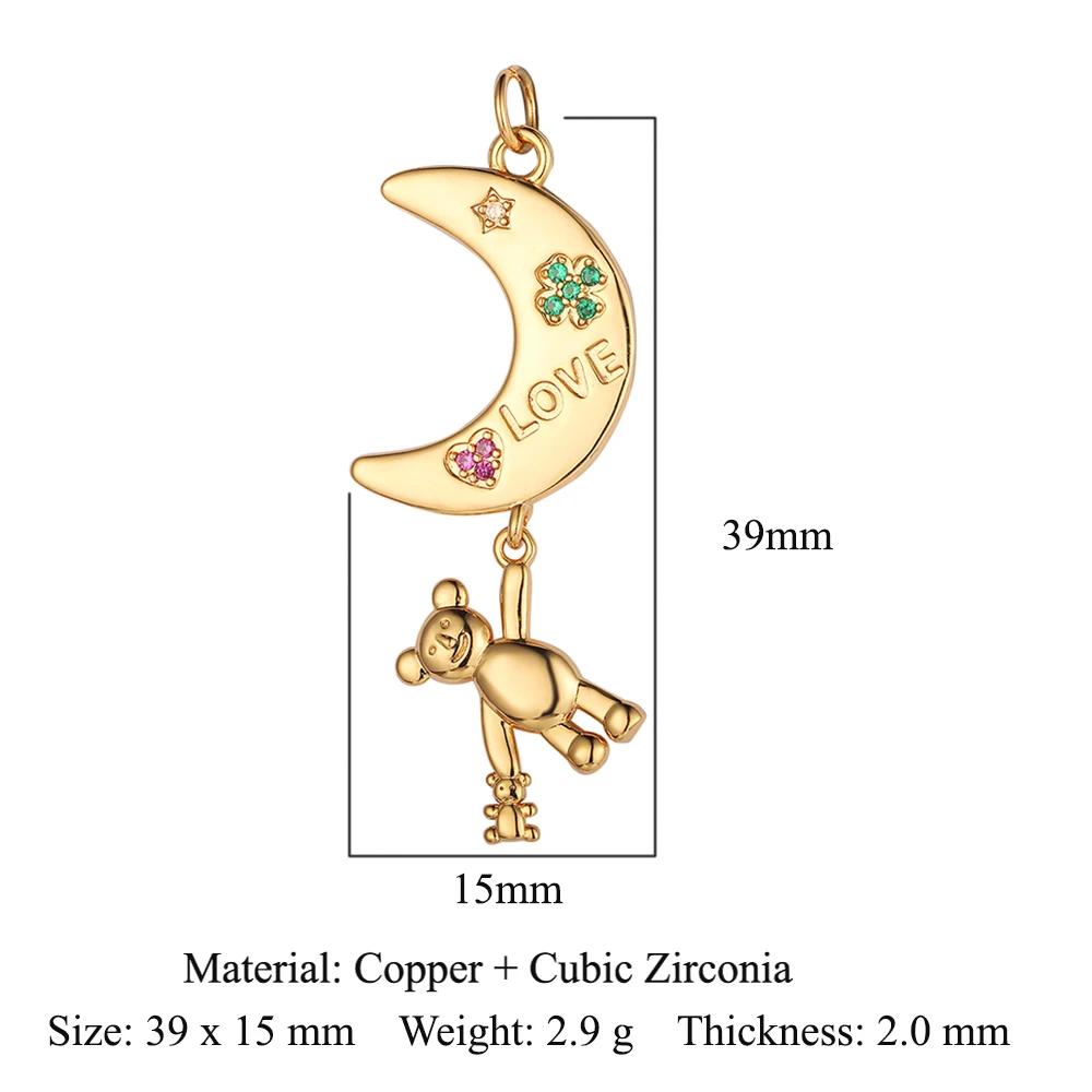 Sun Star Moon Crescent Copper Zircon Charm Clouds Hamsa Hand Leaf Juice DIY Jewelry Bracelet Earring Necklace Pendant