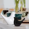 Creative Black and White Glossy Ceramic Birds Figurines Home Decorations Accessories Party (Pack of 2, White and Black)