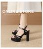 Chunky Heel Waterproof Platform Sandals with Thin Straps for Women, Sizes 35-42 - Ideal for Nightclub, Runway, or Work.