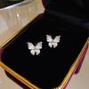 Korean S925 Silver Needle Butterfly Rhinestone Stud Earrings for Women - Elegant and Unique Design