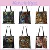 Print Shoulder Bag Canvas Tote Leopard Owl Reusable Casual Shopper Handbag 2022 Women Travel School Folding Beach Bags