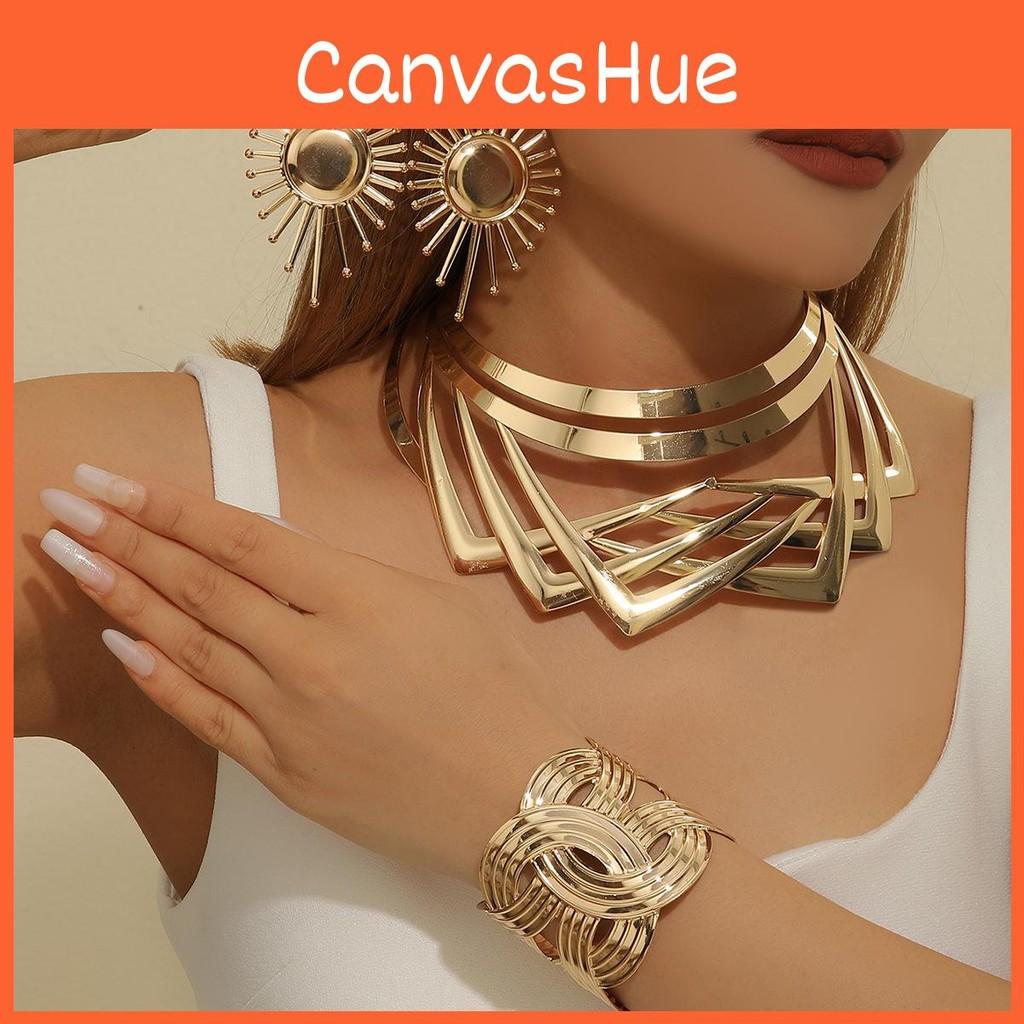 Summer Stylish Jewelry Set With Gold Finish Pendant Earrings Bracelets And Necklaces All For