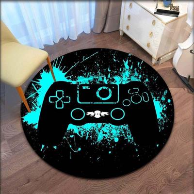Round Gamer Controller Area Rugs Non-Slip Round Floor Mat Door Mats Carpet for Bedroom Yoga Mat