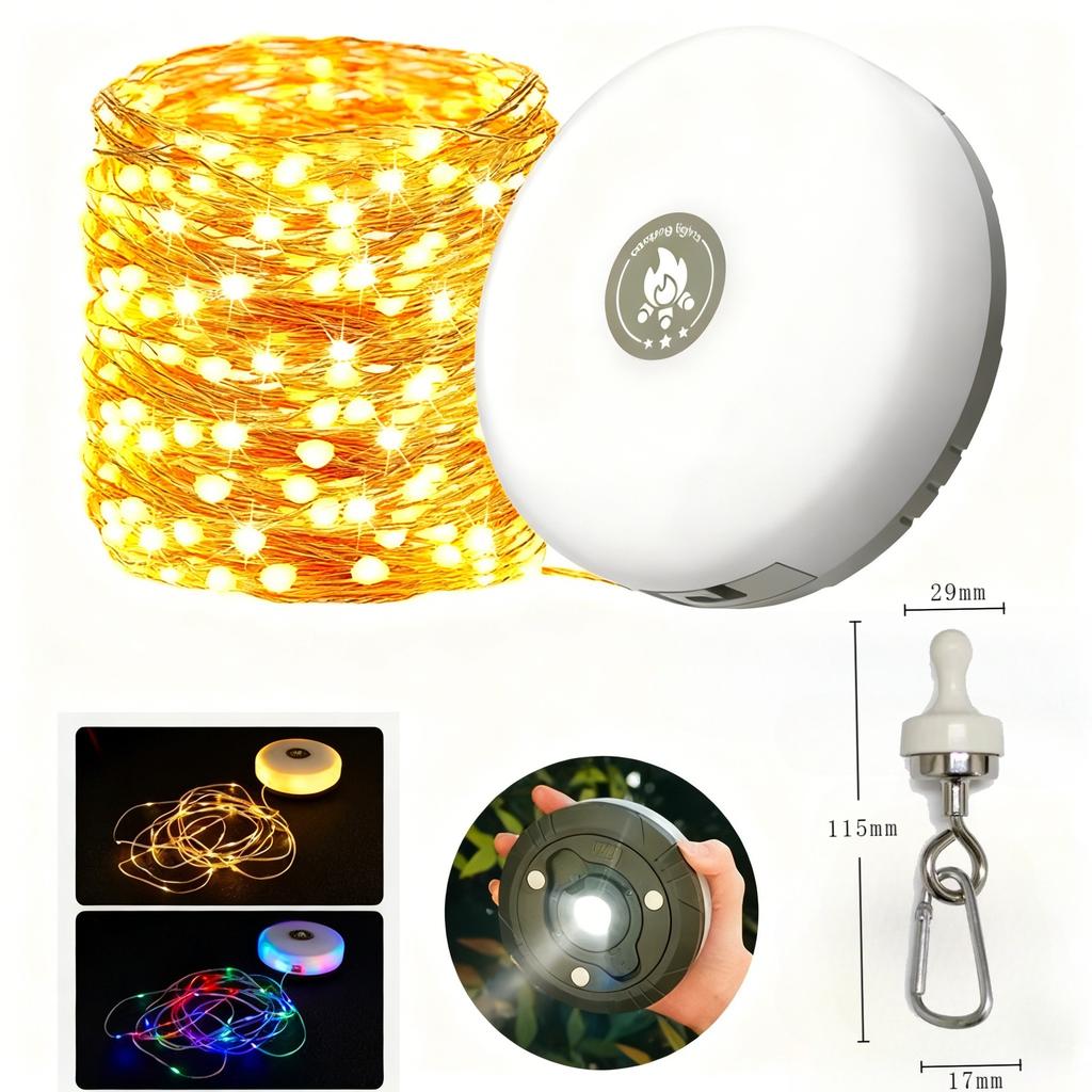 Powerful LED Handheld Flashlight USB Rechargeable 10M Light String Camping Lamp Outdoor Camping Magnet Waterproof Tent Lamp