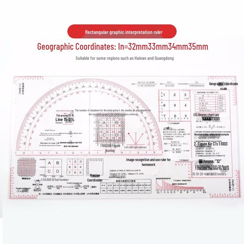 Multi-functional Map Reading & Topographic Command Ruler Standard