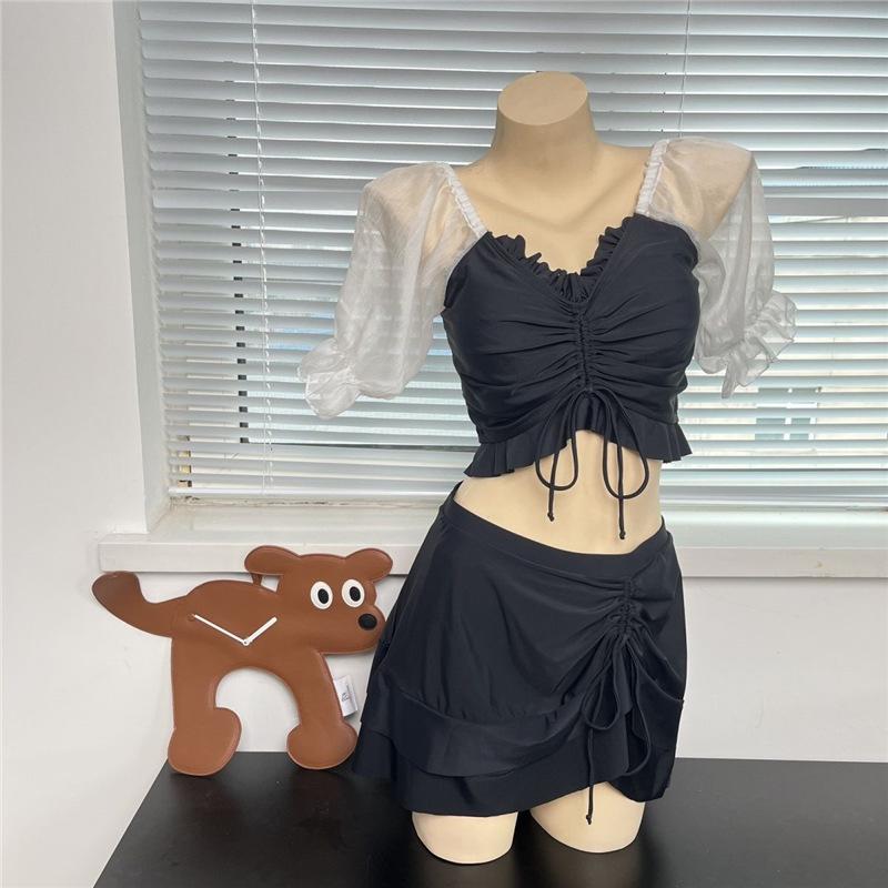 

Korean Sexy Three-Piece Split Bikini Swimwear Black L