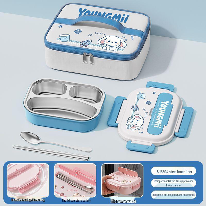 304 Stainless Steel Insulated Bento Box - Student Lunchbox with Food Compartments
