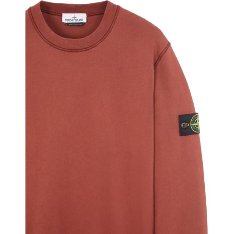 Stone Island Crewneck Sweatshirt Brick Red Men Tops 791563051-V0077