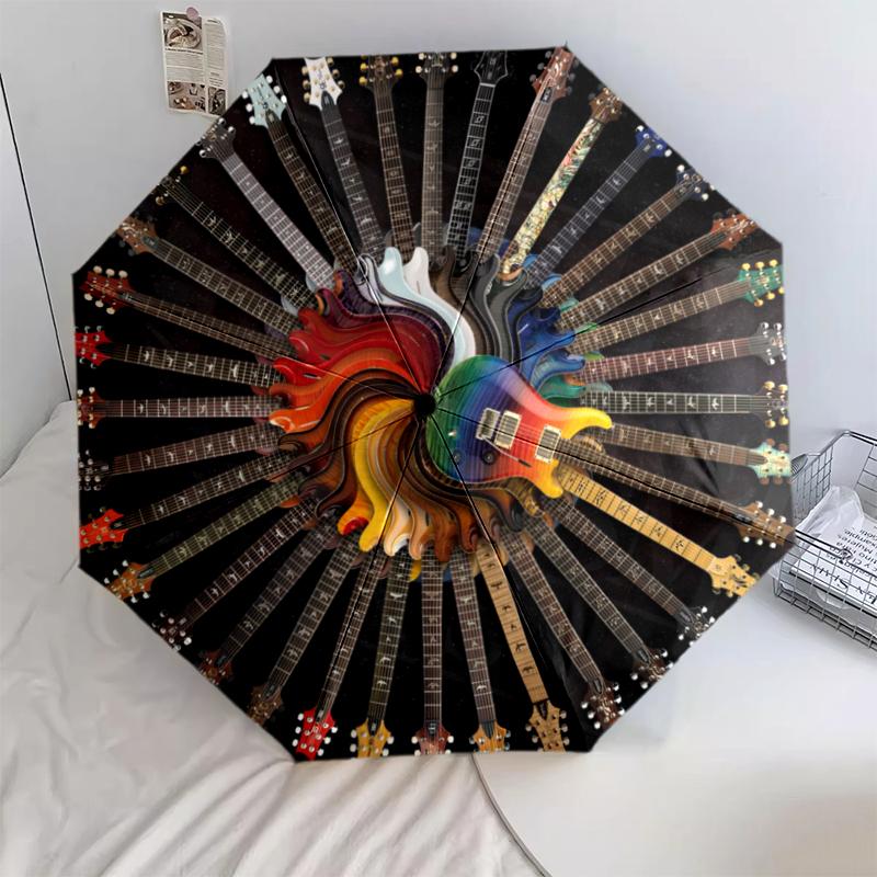 1PC electric guitar Umbrella Portable Folding Umbrella Iron Frame Hole Bone Structure Outdoor Home Umbrella A14