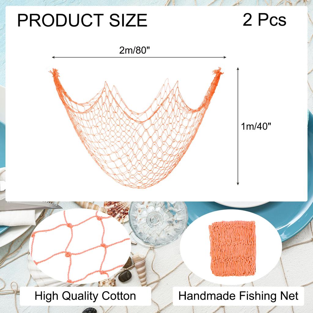 2pcs Fishing Net Wall Wall Photo Hanging Cotton Fish Net Ornament Studio Prop Room Home Decoration Stickers Themed Party 80x40"