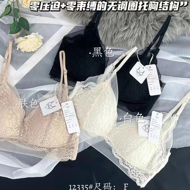 Women French Style Triangle Cup Lace Low Back Sexy Push Up Bra