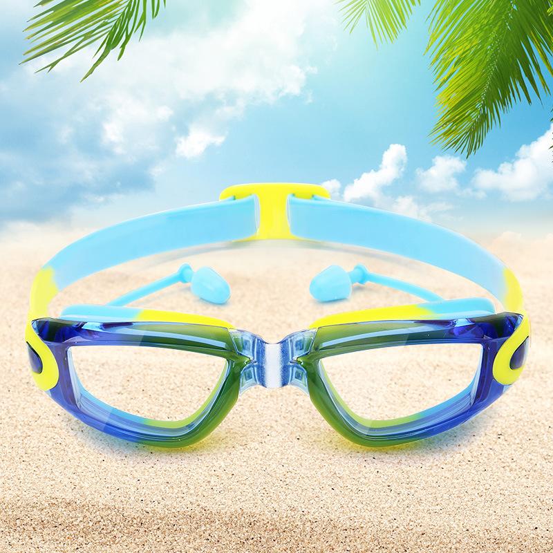 Children's Swimming Goggles One-piece Earplugs Waterproof and Anti-fog HD Men's and Women's Swimming Goggles and Diving Equipment