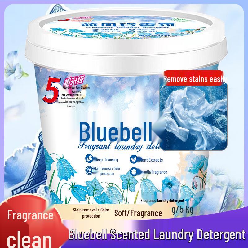 

Bluebell Laundry Detergent: 10 jin bucket with soap powder, long-lasting scent, powerful stain removal, family value pack.