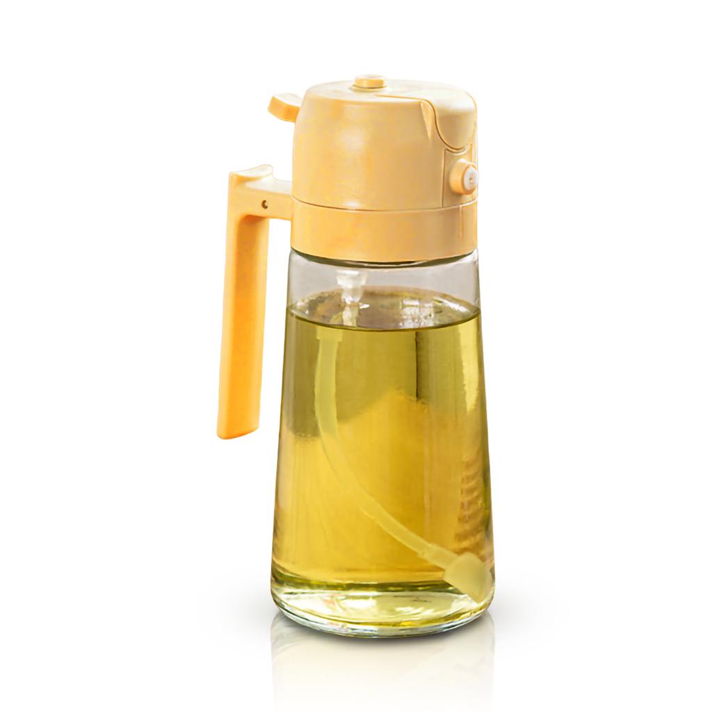 Neue 2-in-1-Sprühöl-Sprühflasche aus Kunststoff, 470 ml, zerstäubtes Fettabbau-Sprühöl, Artefakt-Öl-Sprühflasche, BBQ-Kochküchenwerkzeuge