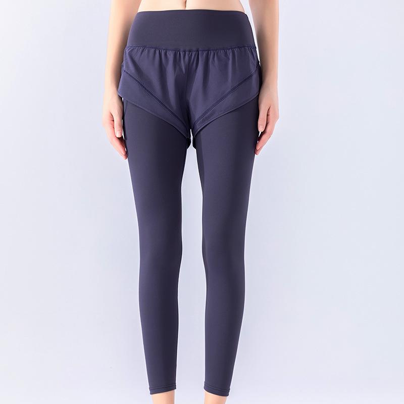 

High-Waist Fleece-Lined Yoga Pants: Autumn/Winter Style, Tummy Control, Hip-Lifting, Two-Piece Look, Perfect for Running and Training. Small фіолетовий