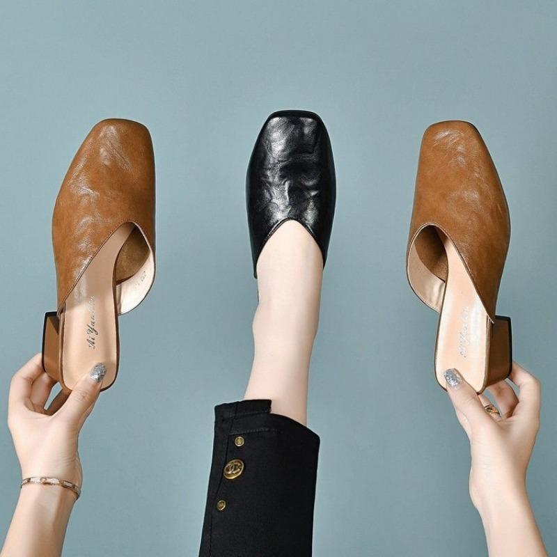 Okrągłe, Miękkie, Retro, Luźne Wsuwane Buty dla Kobiet, Nowy Styl, Sandały na Grubej Podeszwie