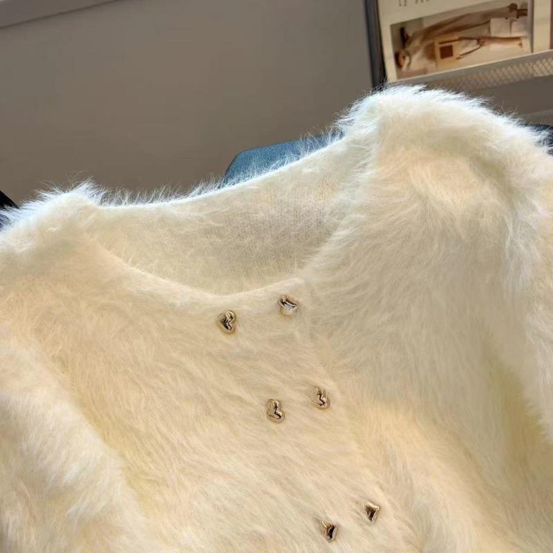 Exquisite Imitation Mink Jacket Women's Autumn and Winter New High-end Pure Desire Short Sweater Top