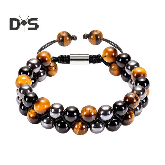 

Регулируемый браслет из искусственного агата, гладкий и полированный, плетеный, двухслойный, с кисточкой, наручные украшения в стиле ретро A