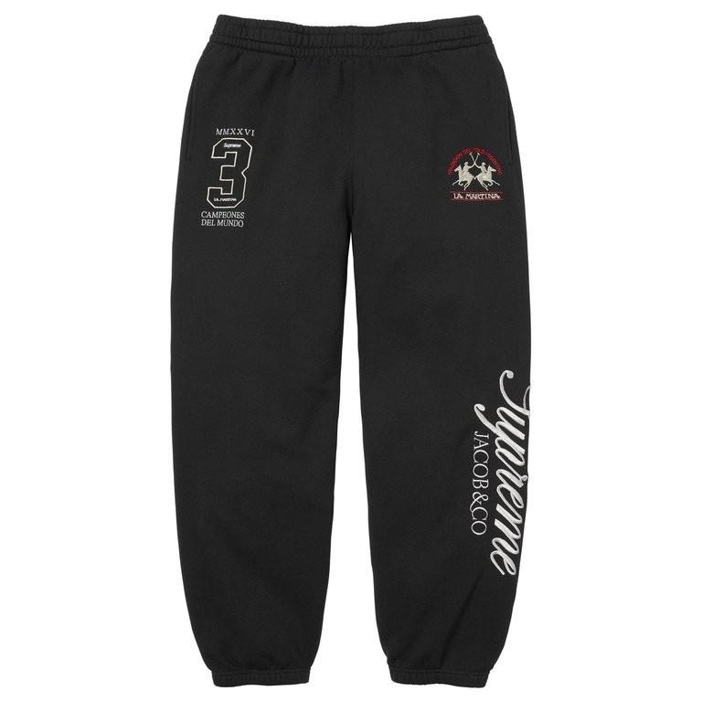 840578 Supreme X La Martina Sweatpant Black