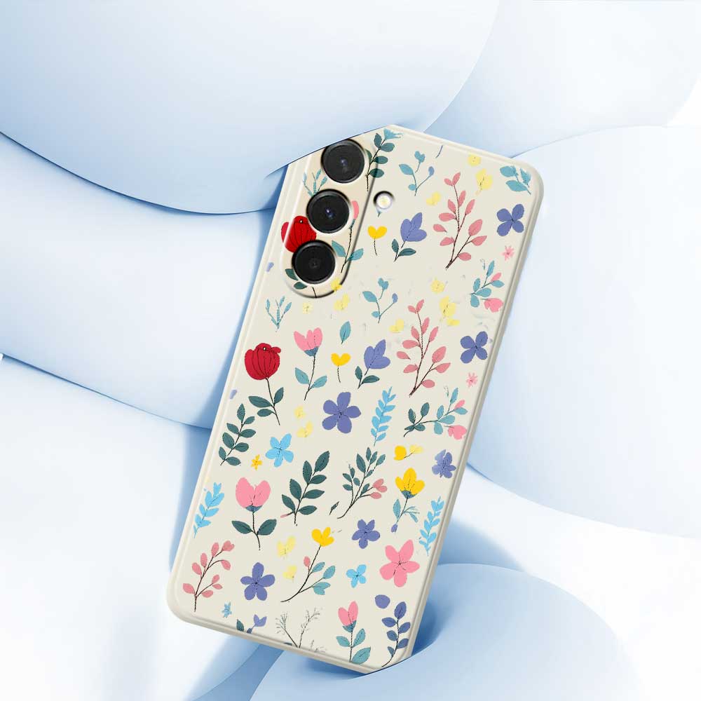 For Samsung Galaxy A36 5G Case Colorful Flower Branches Pattern Printing Straight Edge TPU Phone Back Cover