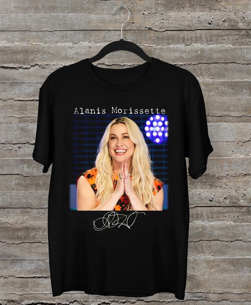 Alanis Morissette Signed Short Sleeve Black All Size Gif Unisex T-Shirt L