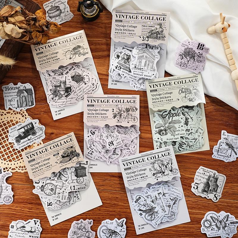 Yi Niao Black & White Ink Plant Washi Stickers - Nostalgic Journal DIY Decor