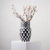 Ceramic Vase Black Check Geometric Striped Flower Pot Flower Vase Ceramic Handicraft Floral Arrangement Accessories