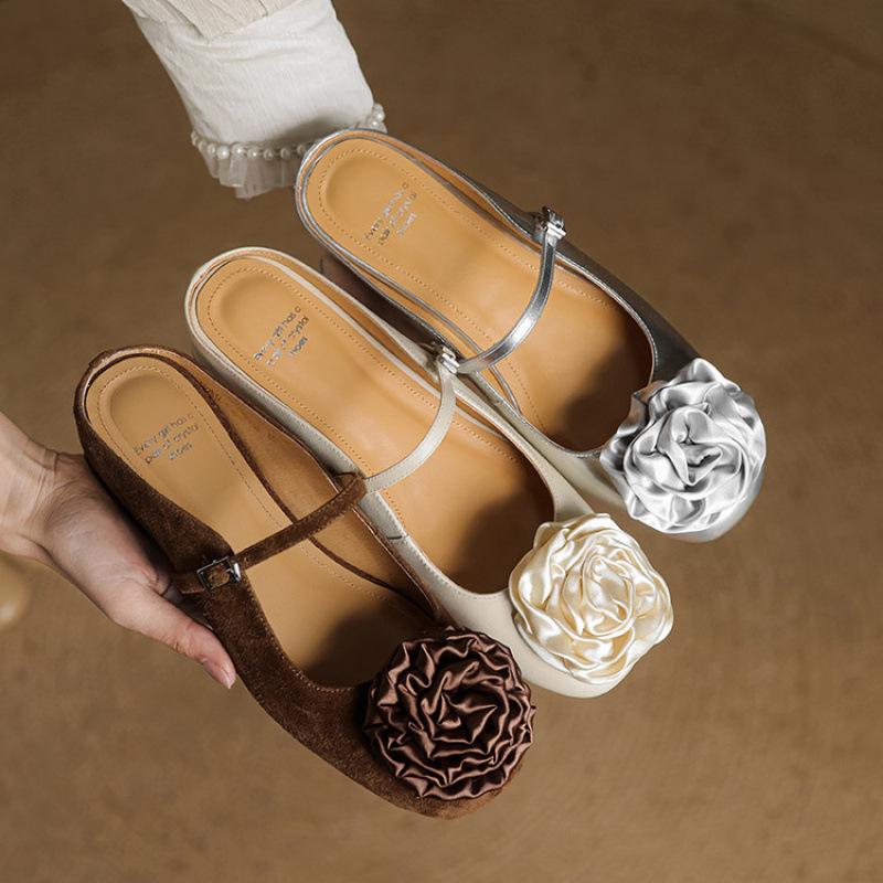 Summer women's baotou slippers new comfortable leather silver women's slippers beef tendon soft bottom large size casual cool slippers