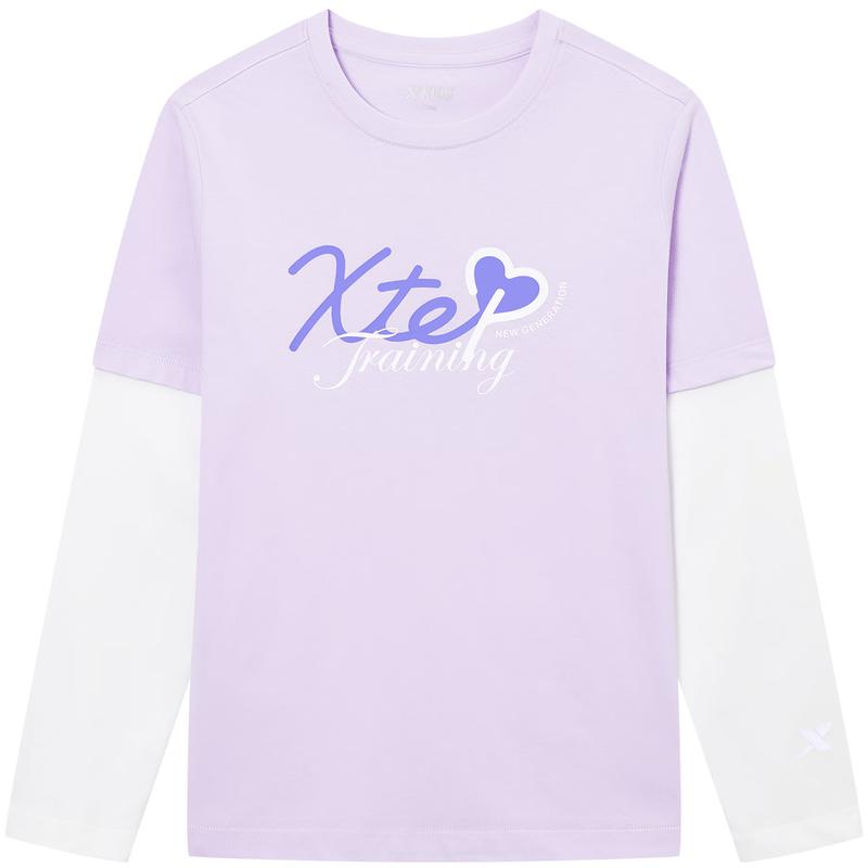 Xtep Girls  Cotton Fake Two-Piece Long Sleeve Top 170