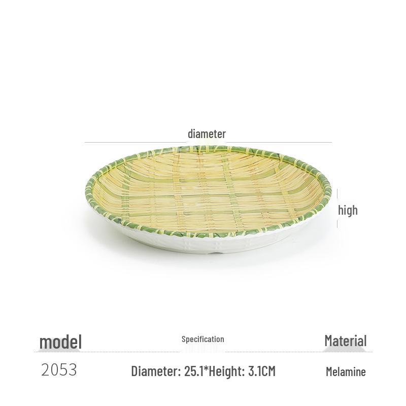 Kreative Melamin-Platte im Bambus-Web-Stil für Hot Pot, Grill und Dessert-Servieren