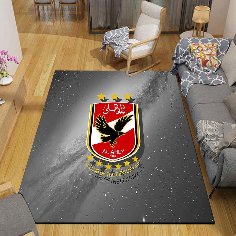 Al Ahly Sporting Club2 Flannel Pattern Square Carpet,Area Rug,Carpet Rug for Living Room Bedroom Sofa Playroom Decor,Non-slip Floor Mat