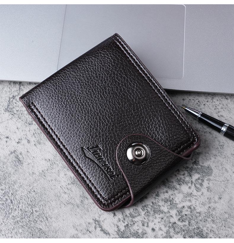 Men's Casual Multi-Card Short Wallet with Coin Purse and Double-Line Card Holder