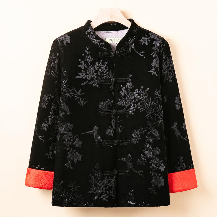 Spring and Autumn Tang Suit Women's Long-sleeved Jacket Casual Chinese Mother Suit Chinese Style Middle-aged and Elderly Double-sided Tops for Women