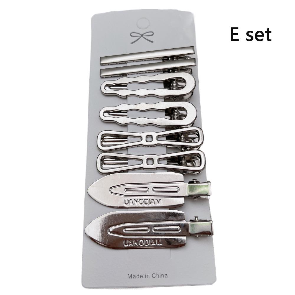 

8Pcs/Set Duckbill Clip Y2K Hair Clip Set Metal Side Clips Trendy Bangs Barrettes Women Girls E set
