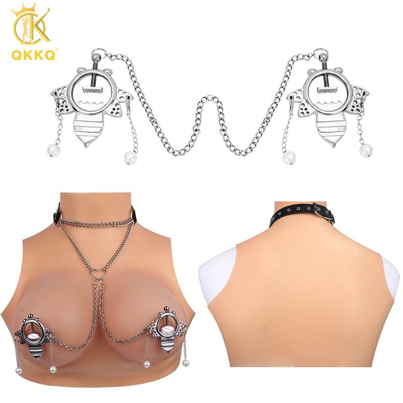 QKKQ Female Nipple Clamp Restricting Breast Clips Nipples Stimulator BDSM Toy Adults Game Masturbation Toys For Couple Foreplay