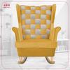 Carol Duo Family Furniture Yellow-gray Checkerboard Rocking Chair Comfortable