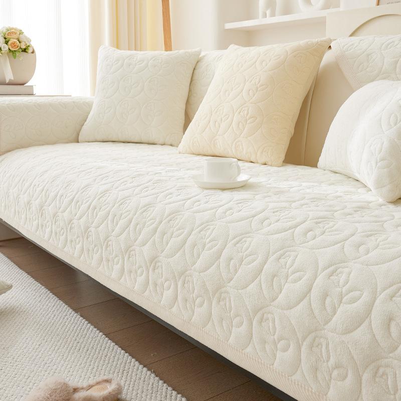 Winter Milk Fiber Sofa Cushion Thickened Fleece High-Grade Leather Sofa Cover Cover Cloth Warm Fleece Cushion