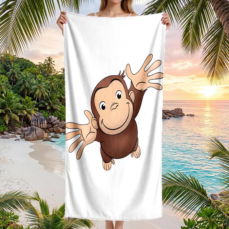 Curious George Fashion Beach Towel: Ideal for Summer Adventures Soft, Absorbent and Quick Drying Suitable for Swimming and Bathing