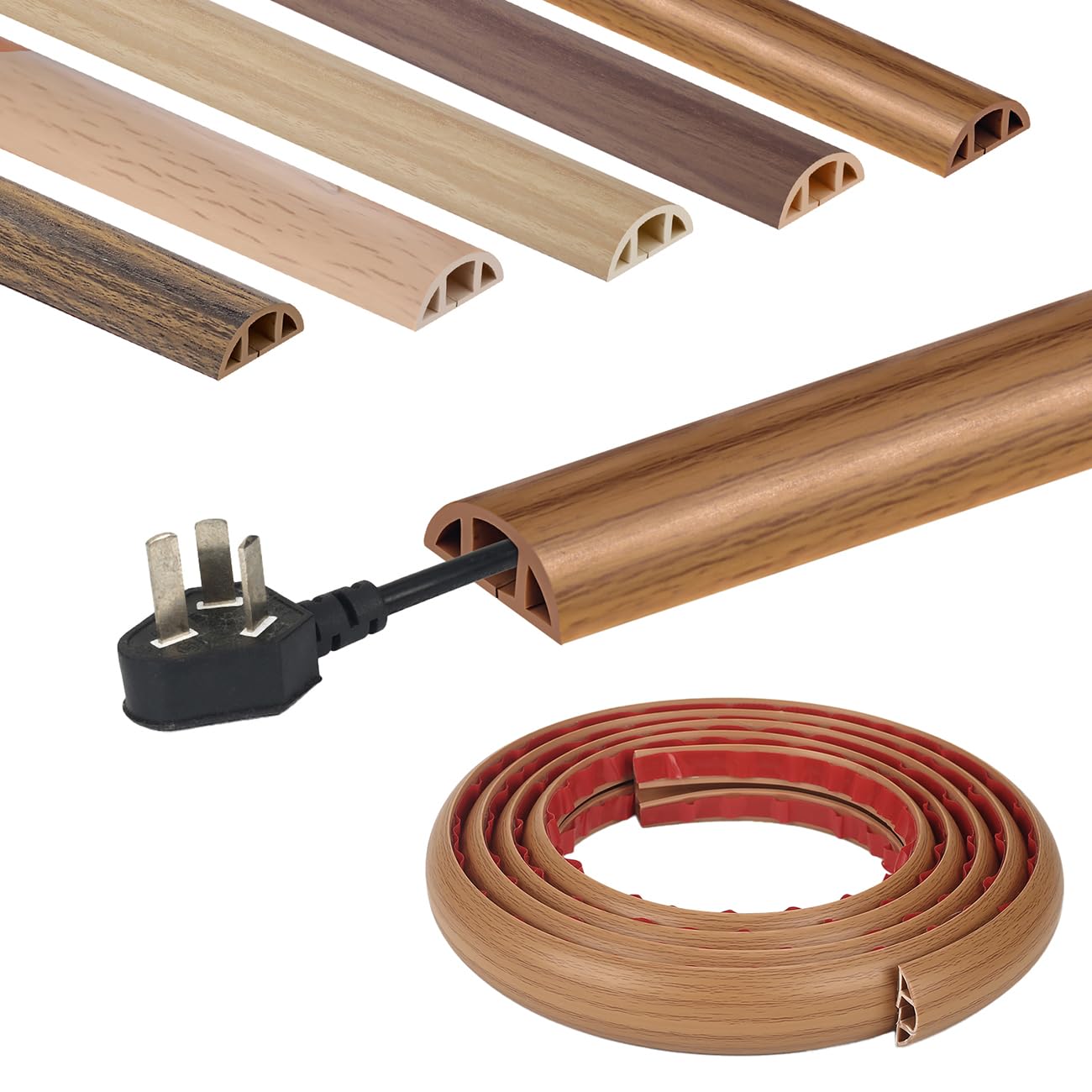 

PFIRHAS PVC Wiring Cover, Cable Cover, Hiding Wires and Cords, Wood Grain Floor Cord Cover, Soft, Insulating, Impact-Resistant, Flame-Retardant,