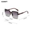 Oversized Sunglasses Man Woman Fashion Rimless Vintage Square Sun Glasses Eyewear Brand Design Uv400 Female Shades
