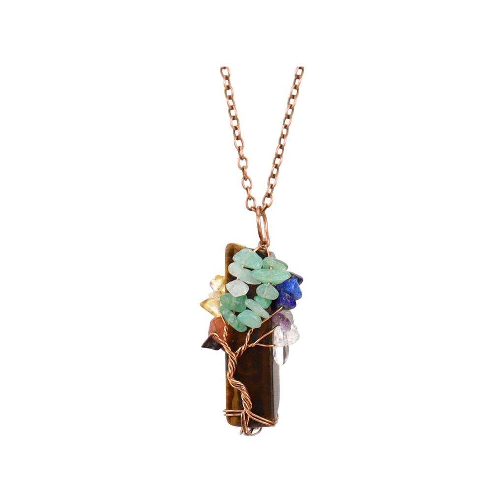 Natural Stone Irregular Crystal Strip Amethyst  Chip Pendant Necklace