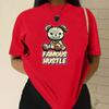 Famous Hustle Cotton T-Shirt Short Sleeve Round Neck Women 2d Print Tops