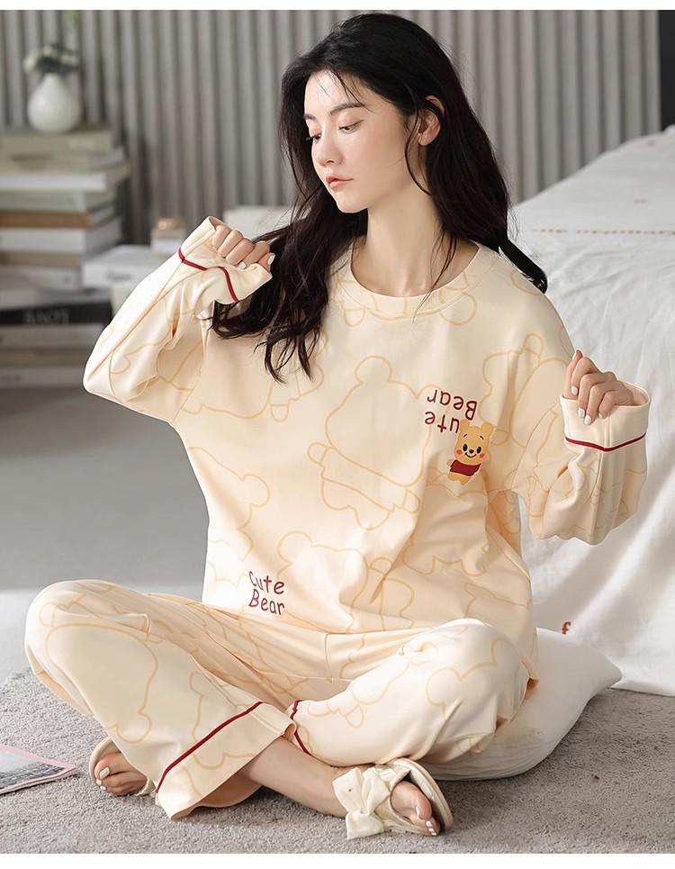 Women's Long-Sleeve Padded Pajamas, Cute Cartoon Style, Large-Size, Spring & Autumn Homewear, 2024 New Collection.