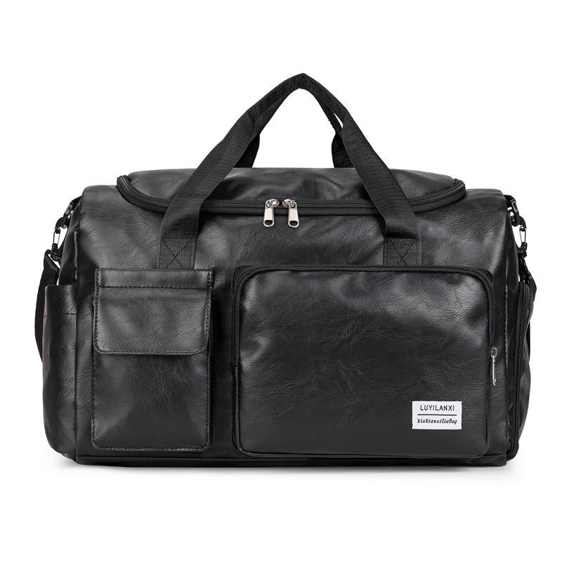 

Унисекс спортивная сумка из ПУ кожи с отделением для влажного/сухого, ткань Оксфорд, плечевой ремень для путешествий и фитнеса чёрный