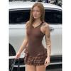 Miuli Miu Style American Sweetheart Gyaru Design Sense Frill Multi-Layer Cake Skirt Sleeveless Vest Dress