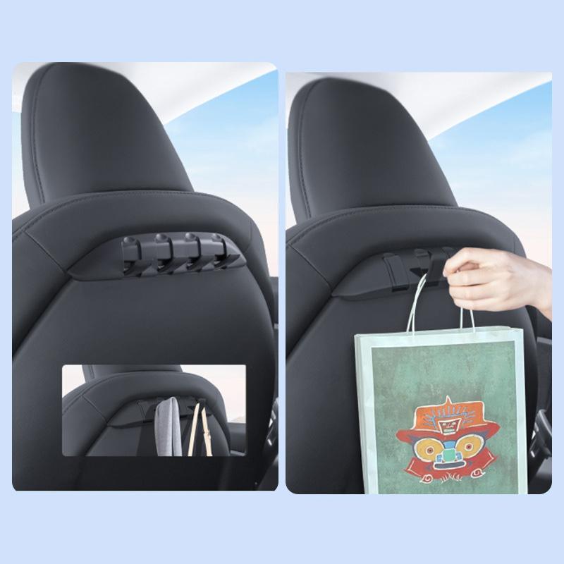 Car Rear Seat Back Hooks for Tesla Model 3/Y Car Seat Back Hanger Headrest Organizer Hooks for Backpack Car Accessories